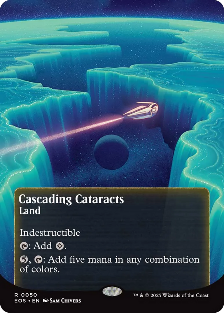Cascading Cataracts Art Card (50/54) (Gold-Stamped Signature) [Edge of Eternities Art Series]