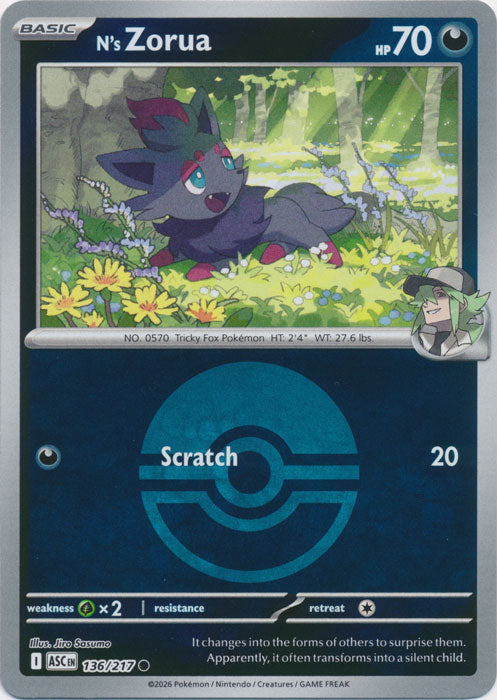 N's Zorua (136/217) (Poke Ball) [Mega Evolution: Ascended Heroes]