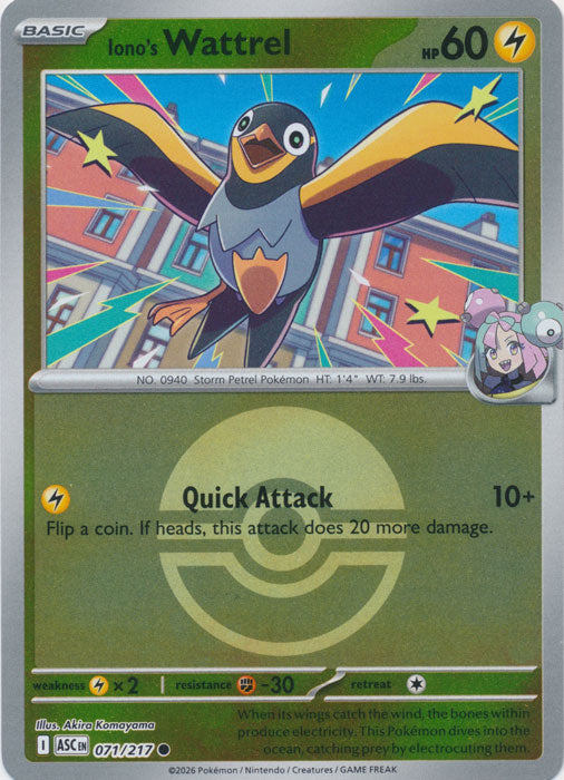 Iono's Wattrel (071/217) (Poke Ball) [Mega Evolution: Ascended Heroes]