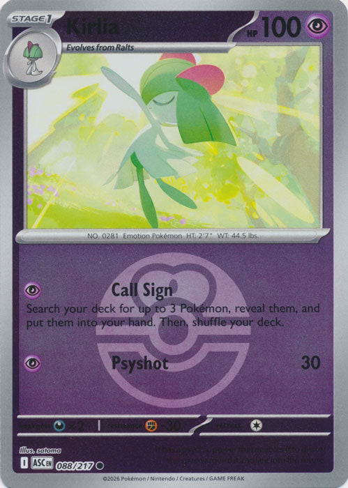 Kirlia (088/217) (Love Ball) [Mega Evolution: Ascended Heroes]