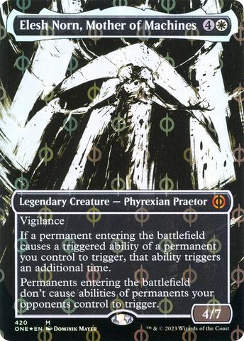 Elesh Norn, Mother of Machines (Borderless Ichor Step-and-Compleat Foil) [Phyrexia: All Will Be One]