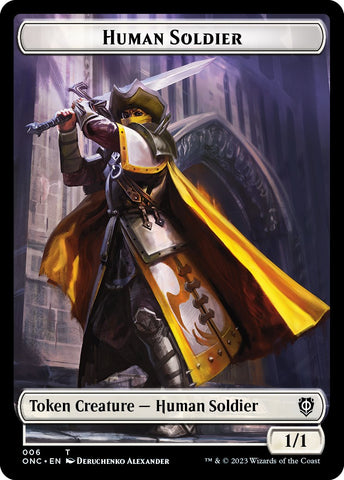 Human Soldier // Elephant Double-Sided Token [Phyrexia: All Will Be One Commander Tokens]