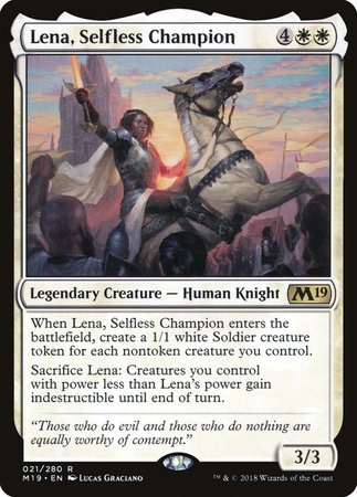 Lena, Selfless Champion 1x FOIL M19 MTG Core Set 2019 Rare MINT white Lena, Selfless Champion 1x FOIL M19 MTG Core Set 2019 Rare MINT white