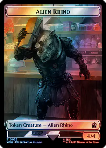 Alien Rhino // Mutant Double-Sided Token (Surge Foil) [Doctor Who Tokens]