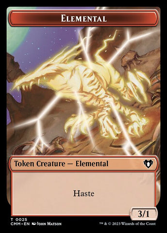 Clue // Elemental (0025) Double-Sided Token [Commander Masters Tokens]