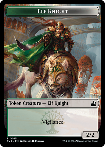 Elf Knight // Spirit (0004) Double-Sided Token [Ravnica Remastered Tokens]